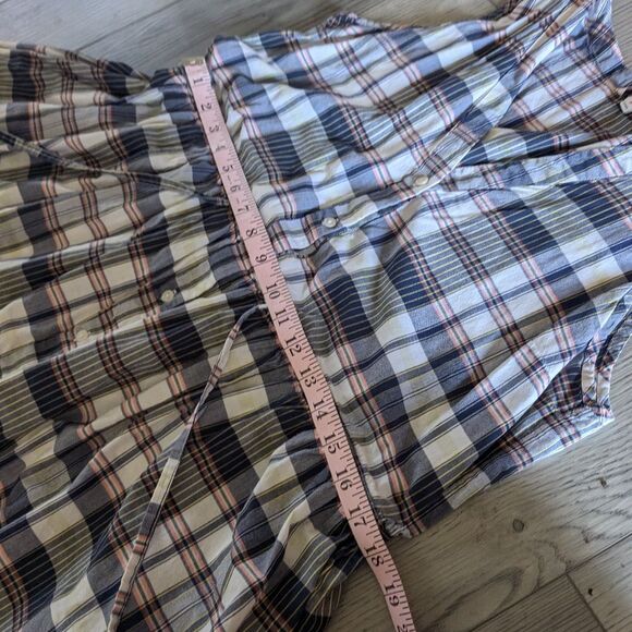 Gap Madras Plaid Sleeveless Button Down Drawstring Tie Shirt Dress Size 8 - Picture 6 of 7